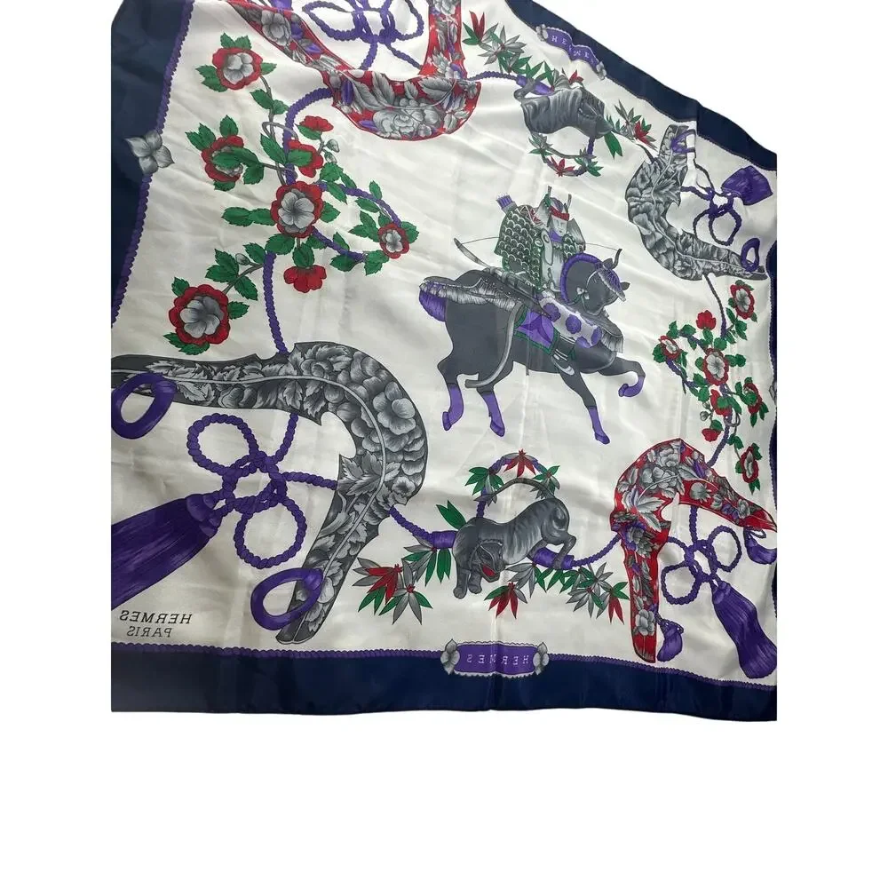 Hermes Silk Scarf Grand Geste Samurai Japanese Warrior Horse Silk Twill 90cm